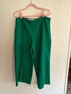 Trina Turk Green Wide Leg Cropped Trousers 12